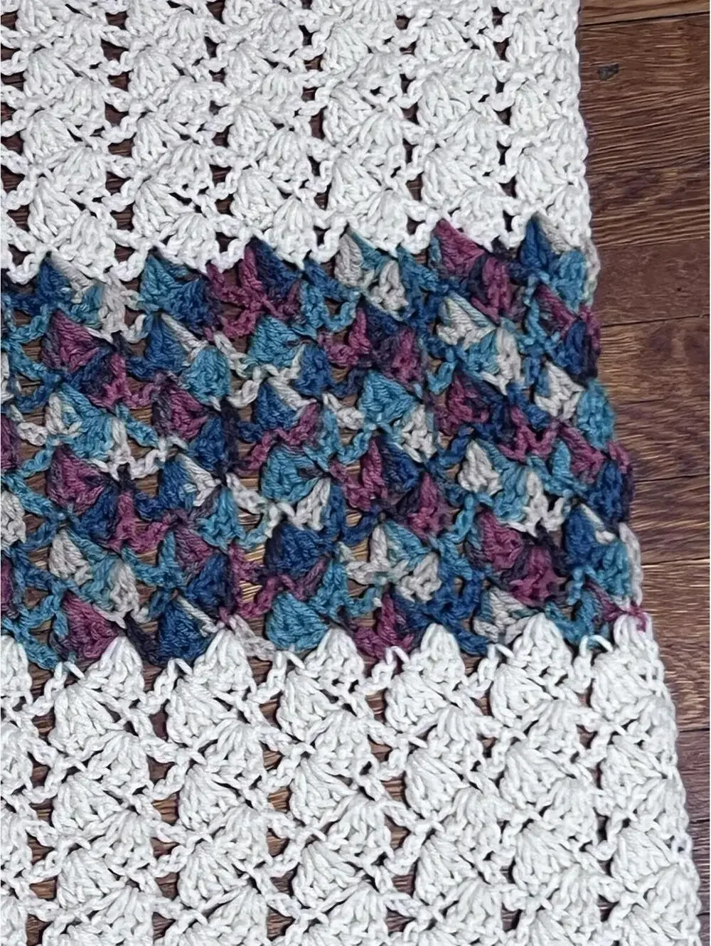 Handmade Knit Lap Throw Cream And Fall Colors 26 X 34